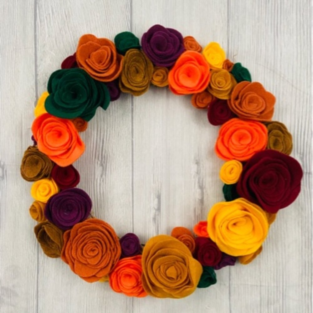 Felt Rose Fall Wreath